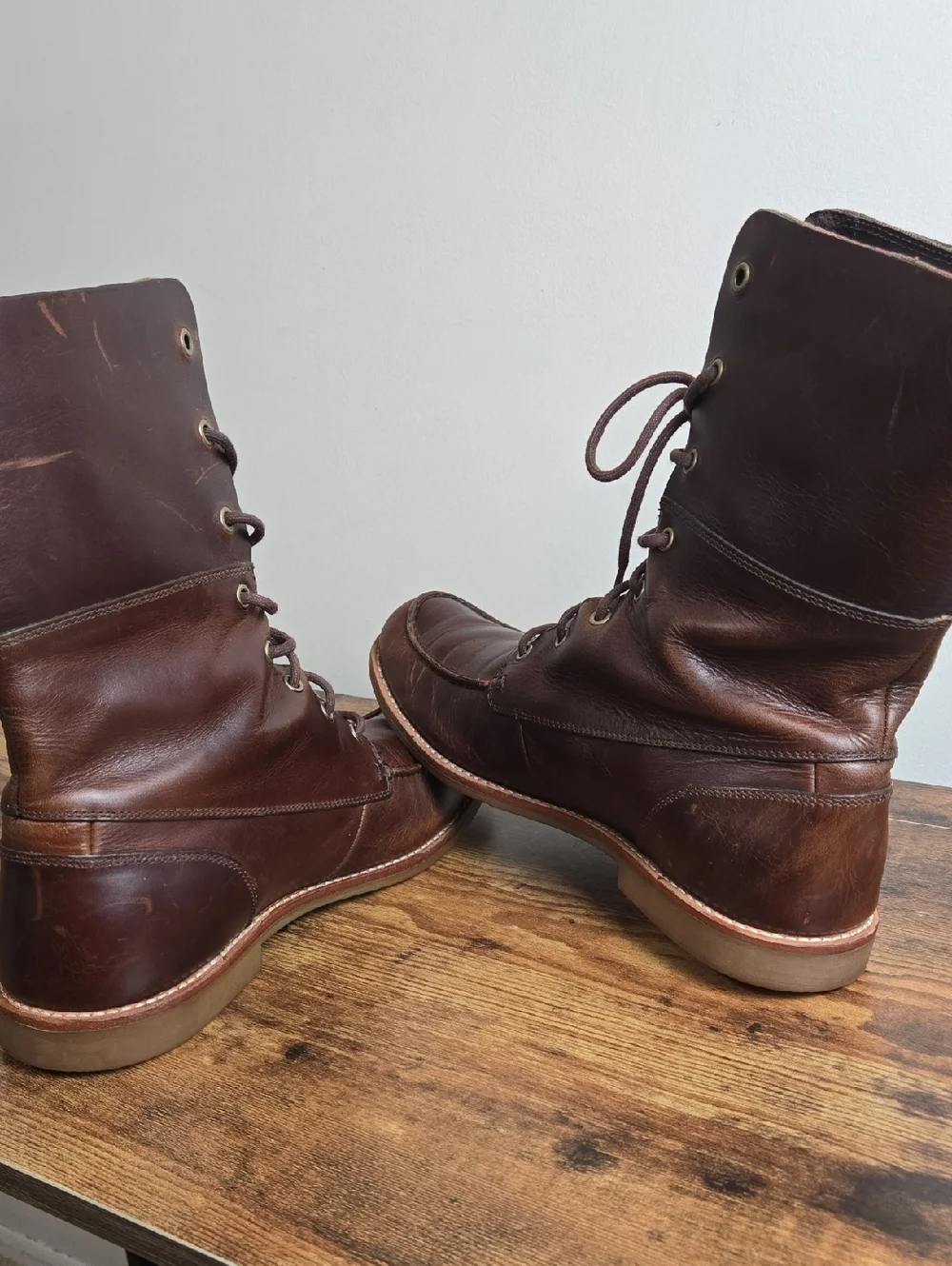 UGG Australia Men's Larus Grizzly Dark Brown Leather Combat Sz 10.5 Euro Boho